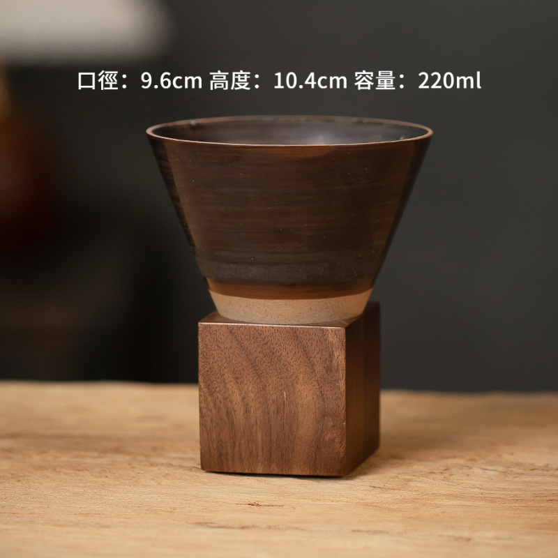 復古粗陶漏斗咖啡杯蝶