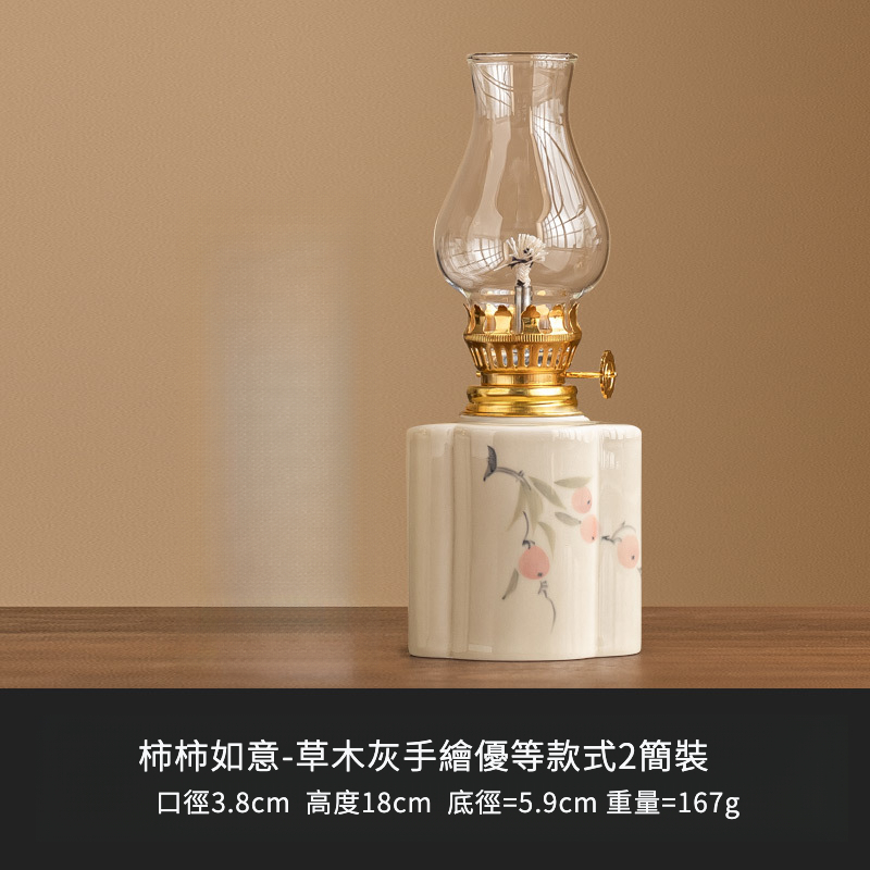 手繪花卉復古煤油燈