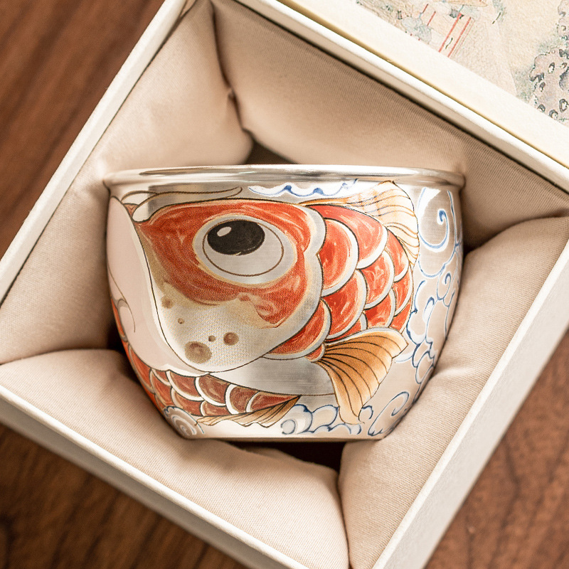 鎏銀祥龍納福水缸主人杯