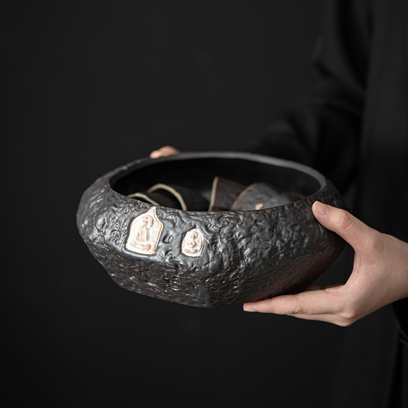 侘寂風手作粉引茶洗缸