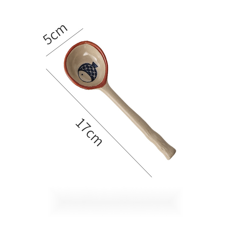 日式可愛釉下彩手繪小湯勺