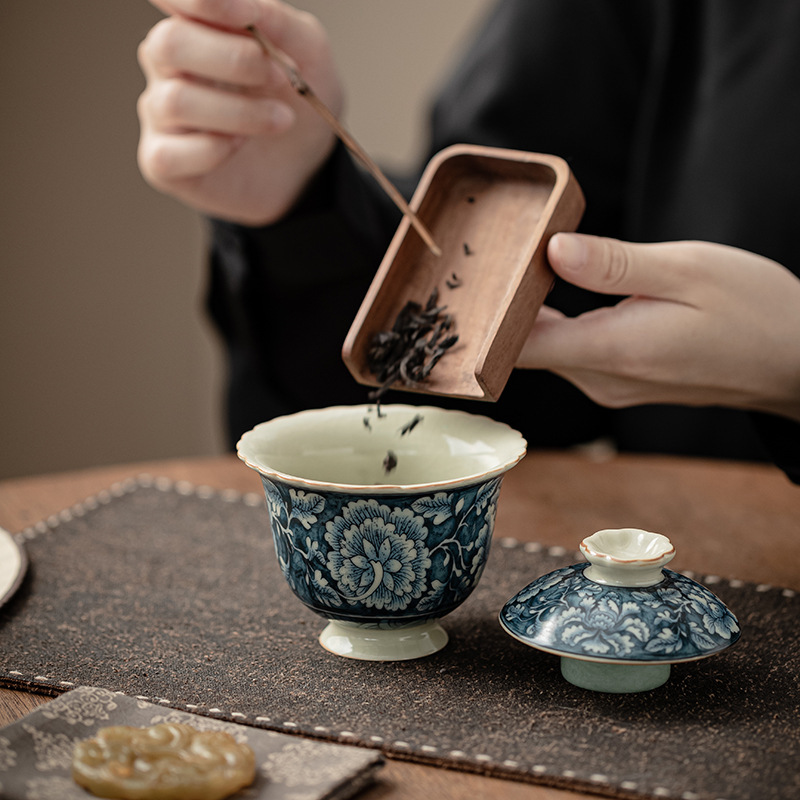 繁花仿古系列二才蓋碗