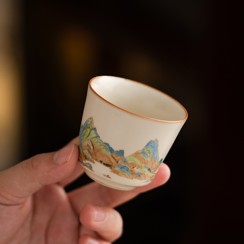 汝窯復古千里江山茶杯