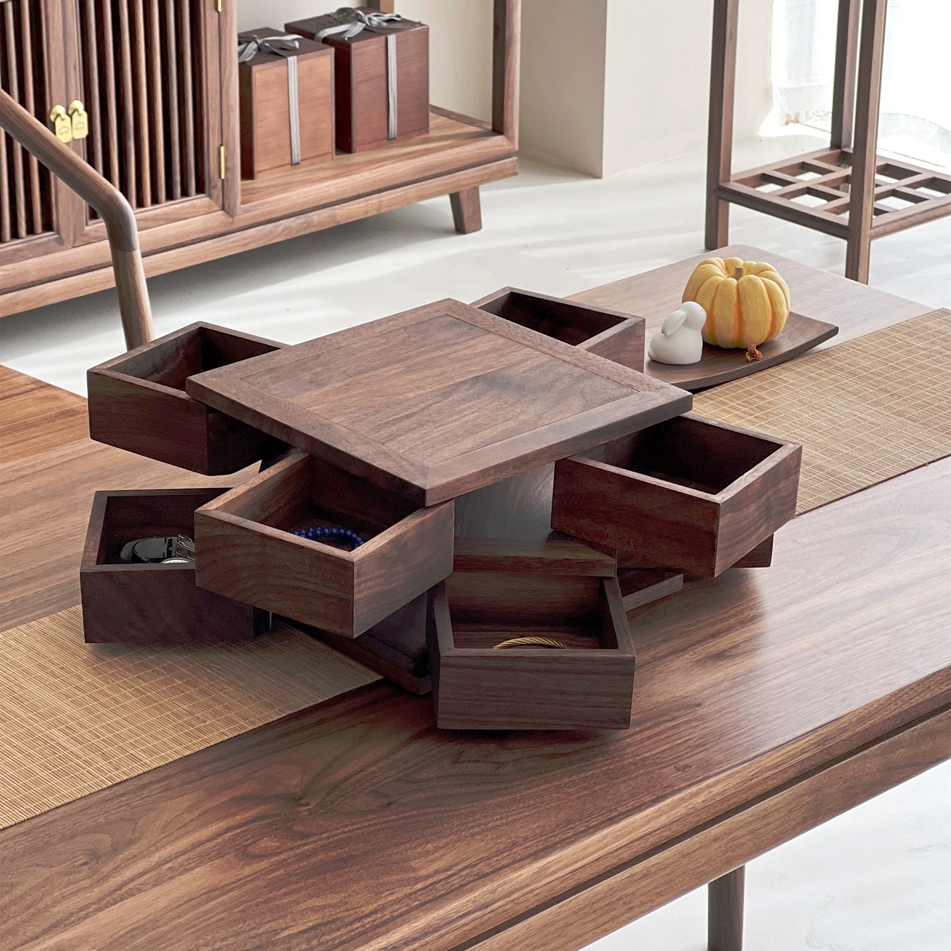 胡桃木可旋轉魯班機關盒