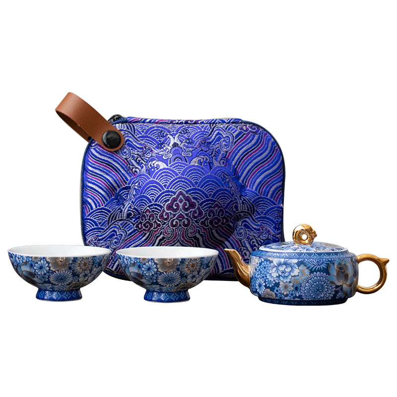 鎏金繁花宮燈旅行茶具