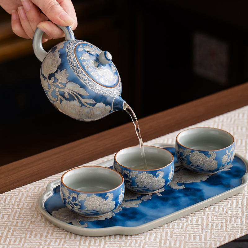 元青花西施壺一壺三杯套裝