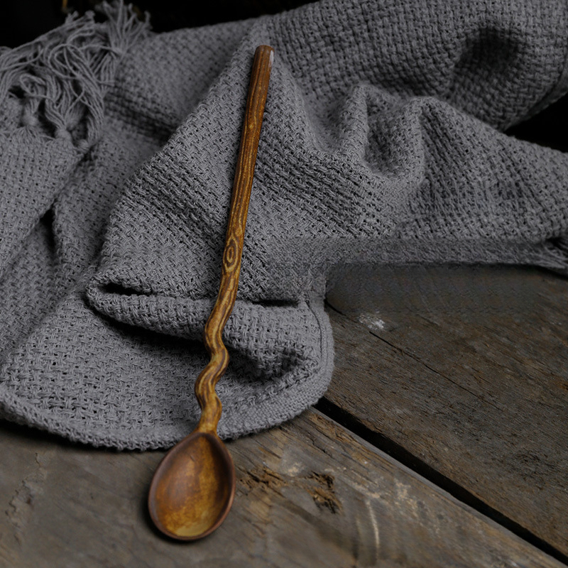 復古仿樹枝陶瓷長柄咖啡攪拌勺