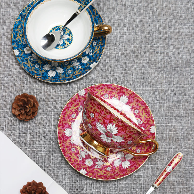 鉤藤歐式輕奢骨瓷咖啡杯碟套裝伴手禮