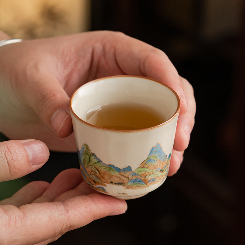 汝窯復古千里江山茶杯