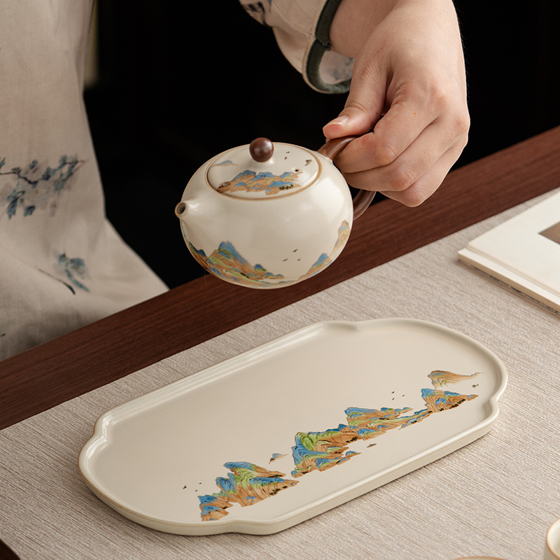 千里江山汝窯托盤