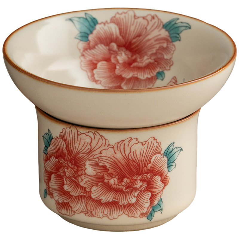 汝窯牡丹花茶漏