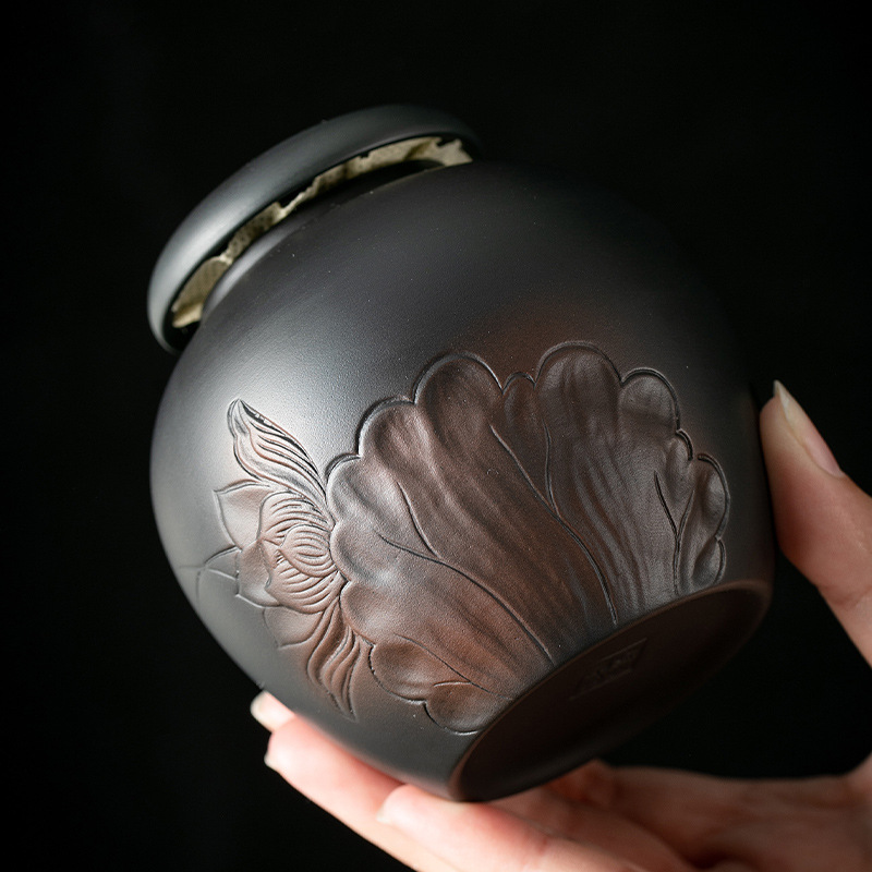 汝窯紫陶茶葉罐