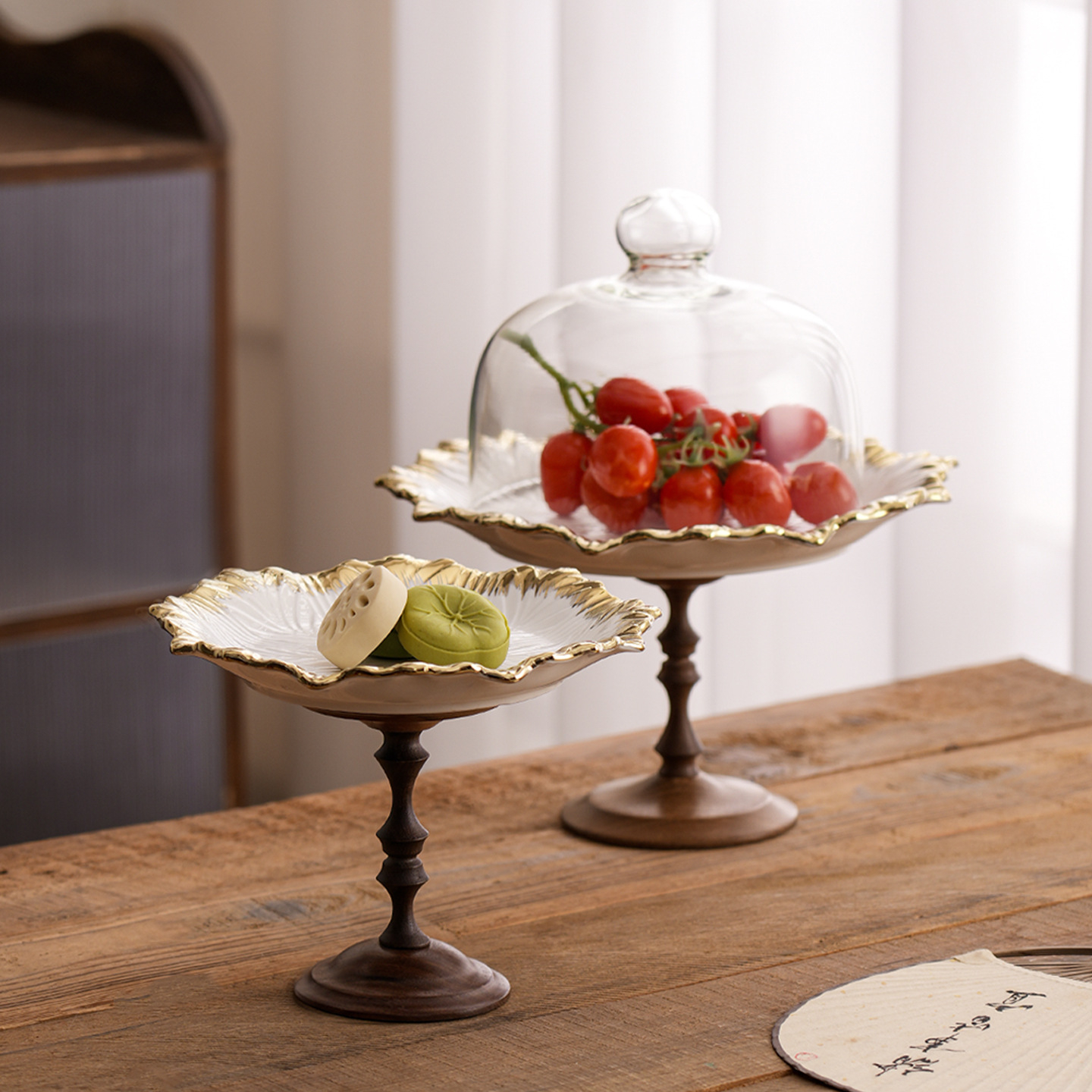 法式陶瓷高腳幹果盤