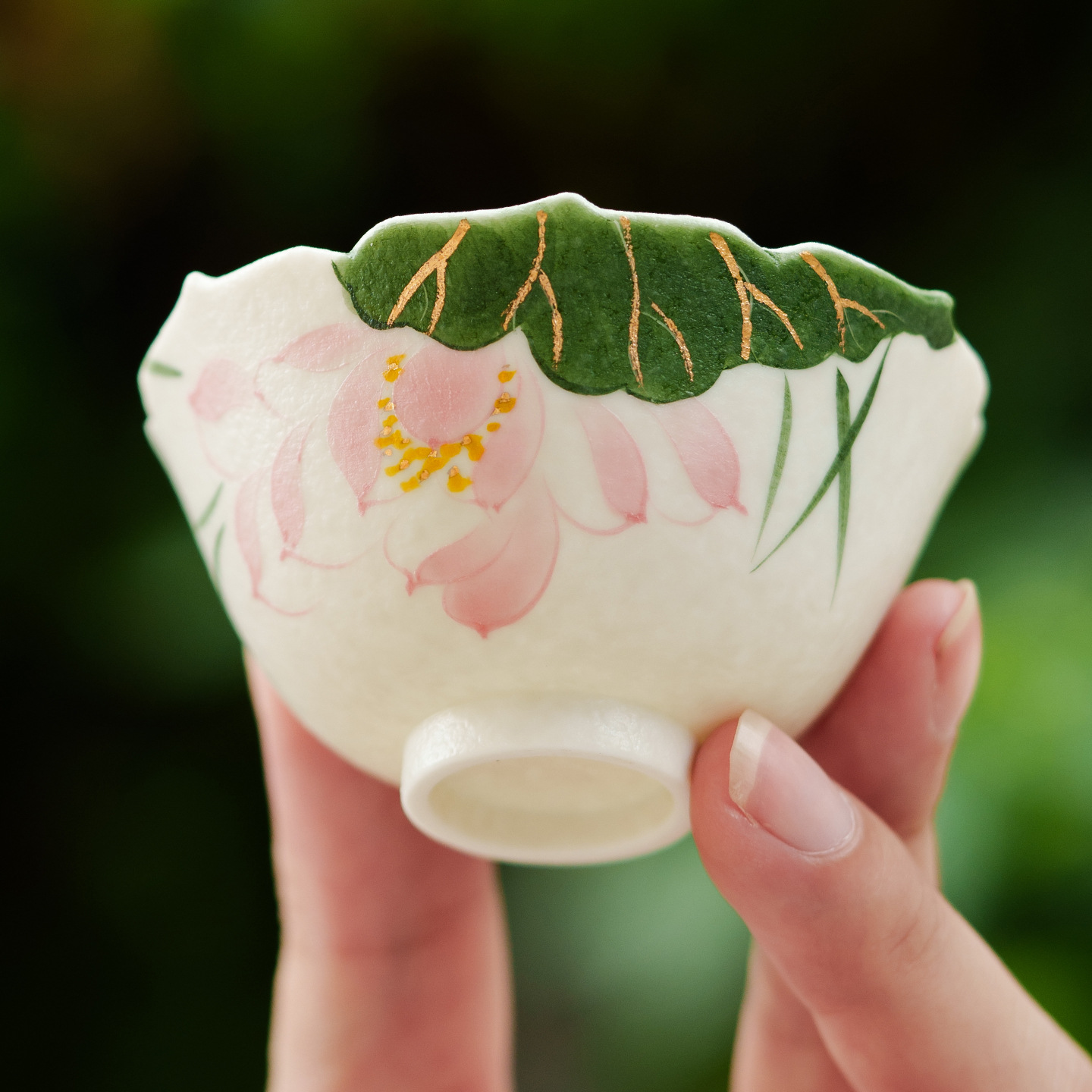 灑金手繪小茶杯陶瓷單杯品茗杯具茶盞