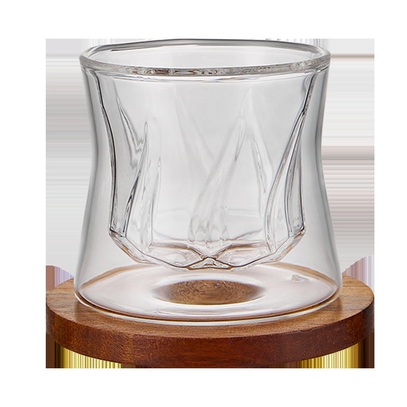 美索米亞高顏值雙層束腰玻璃咖啡杯