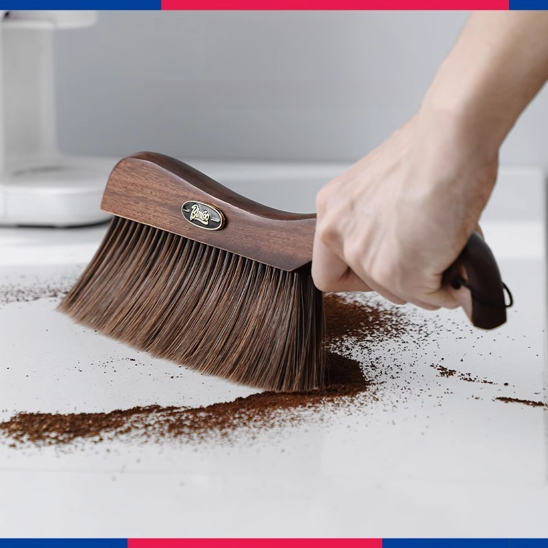 咖啡吧檯桌面清潔毛刷檀香木掃把清潔咖啡粉掃帚神器可掛起