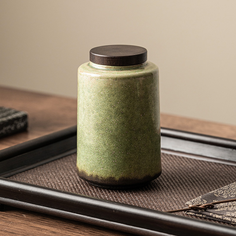 窯變星空綠復古茶葉罐