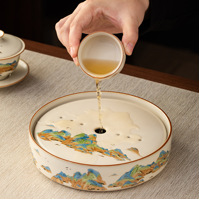 汝窯千裡江山幹泡盤