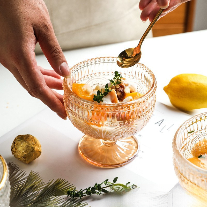 復古太陽花冰激凌奶昔杯