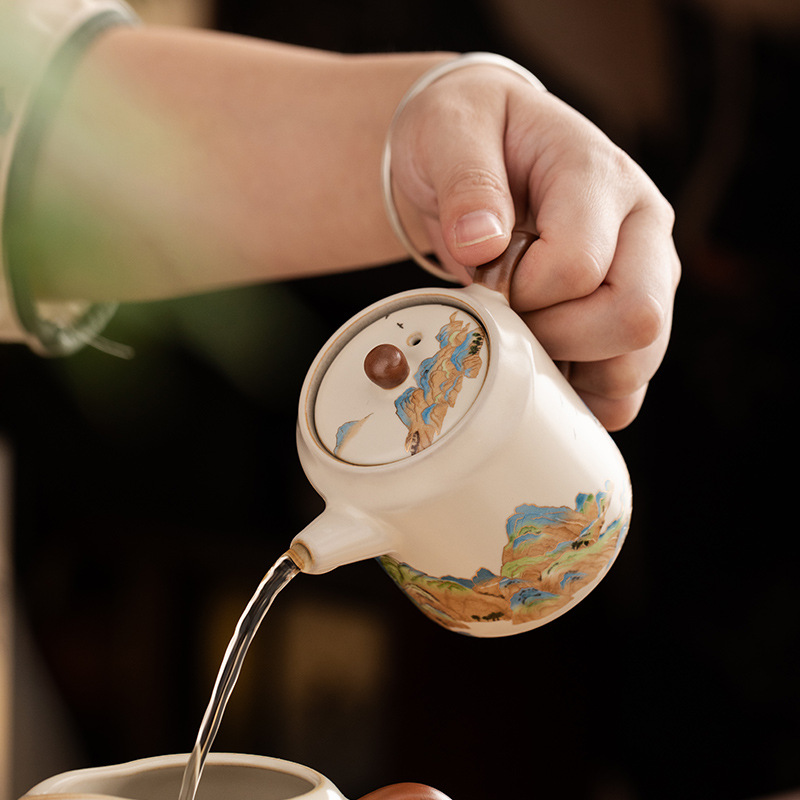 汝窯千裡江山直身壺