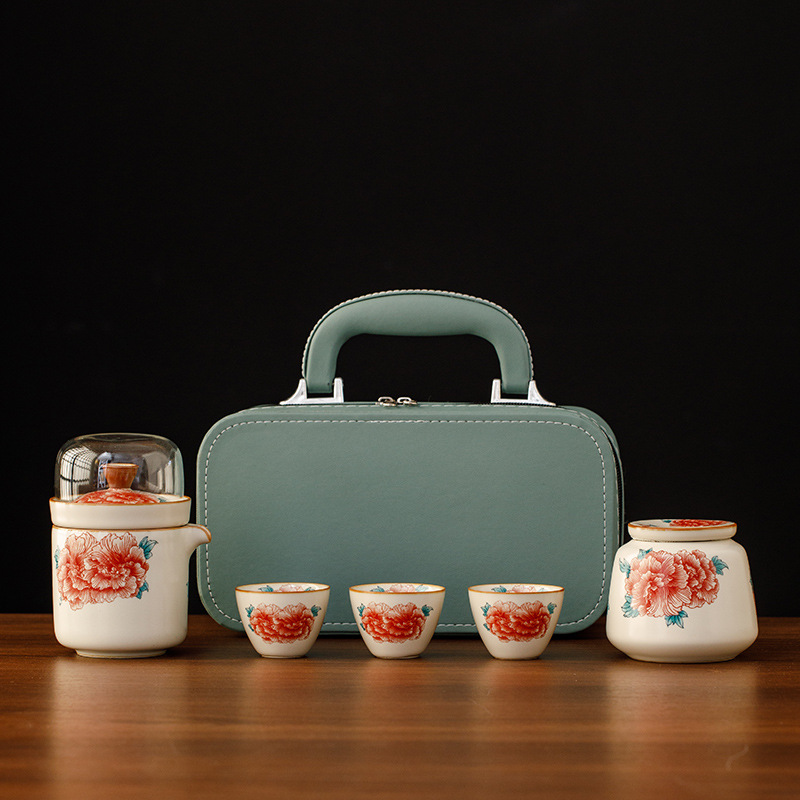 汝窯牡丹一壺四杯快客杯