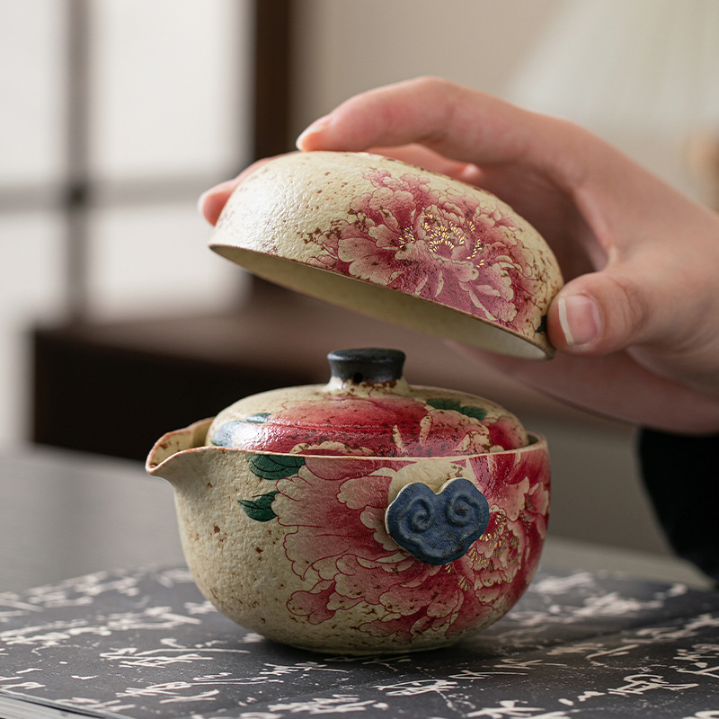 火石紅陶瓷手抓壺