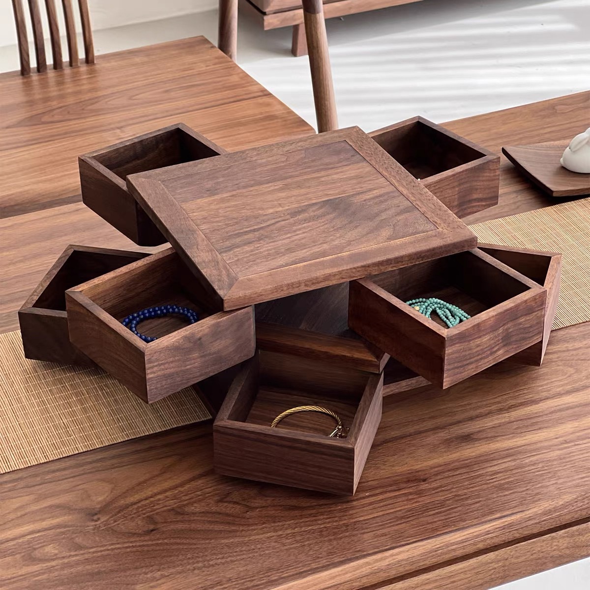 胡桃木可旋轉魯班機關盒