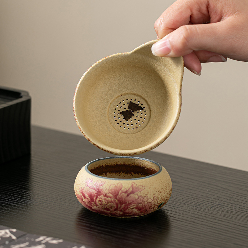 火石紅復古陶瓷茶漏組