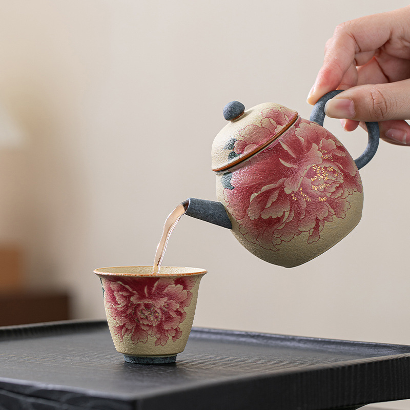 火石紅陶瓷做舊茶壺