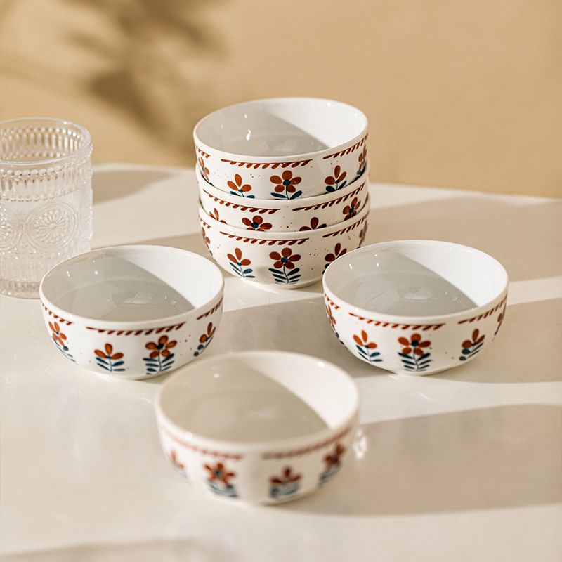 日式復古小花飯碗圓盤