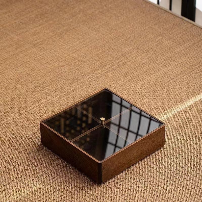 黑胡桃木手提戶外食盒