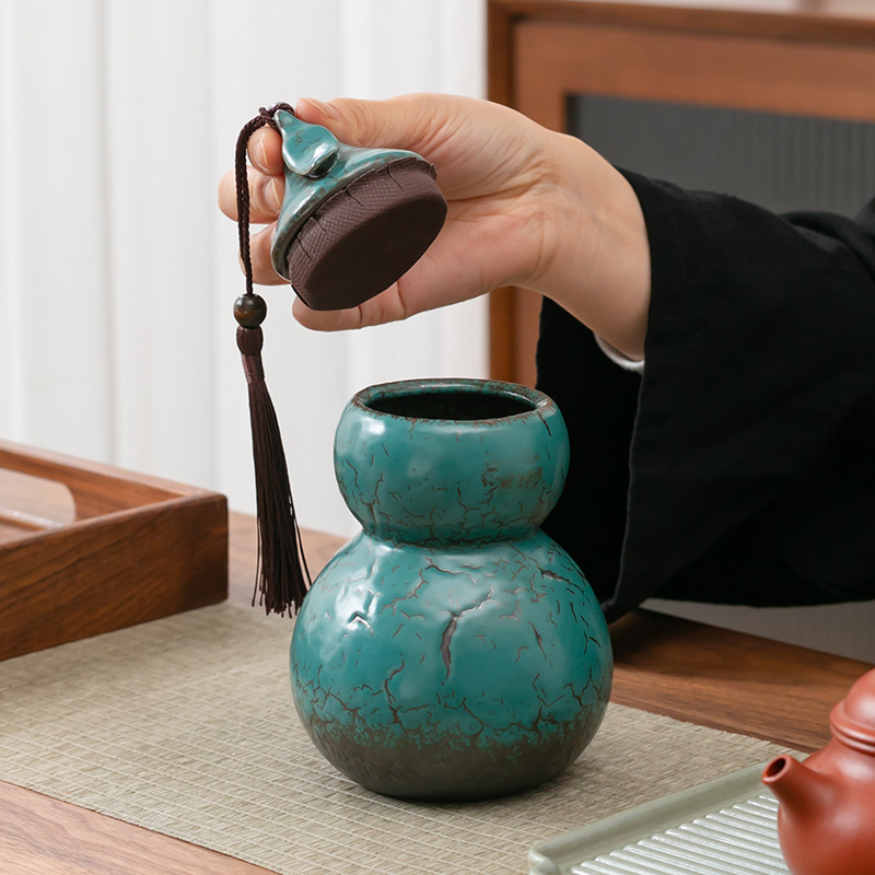 窯變陶瓷葫蘆茶葉罐