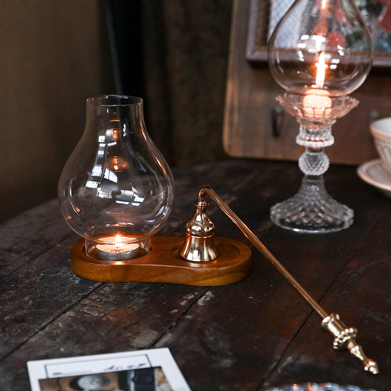 復古防風玻璃燈罩蠟燭台
