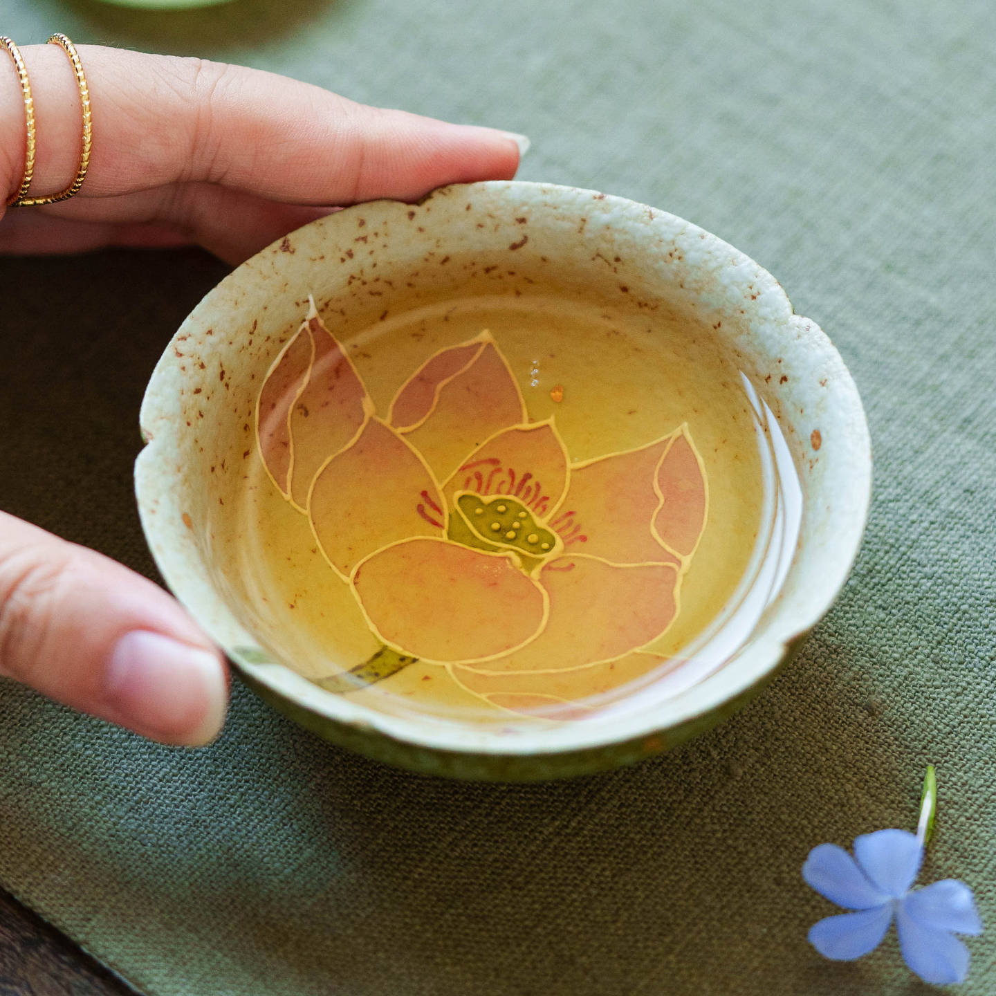 孔雀綠火石紅主人杯