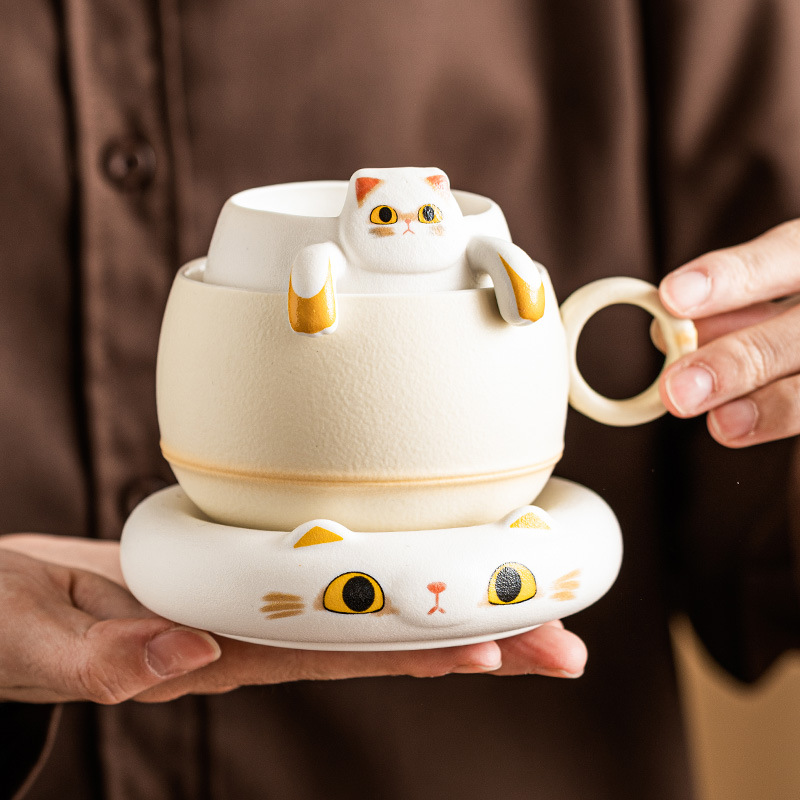 趴趴黃貓帶蓋馬克杯