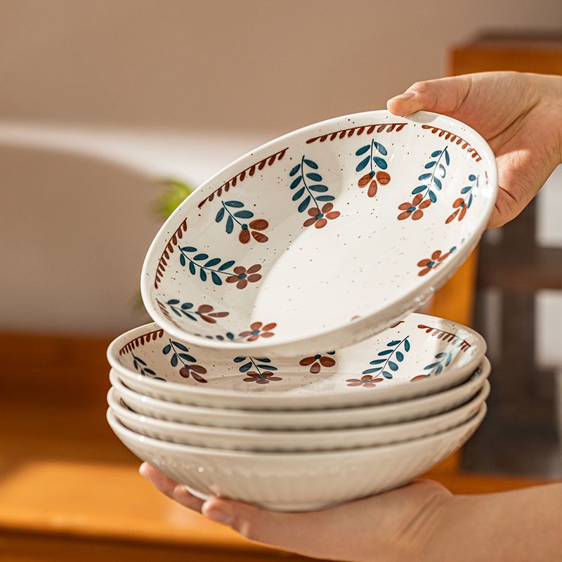 日式復古小花飯碗圓盤