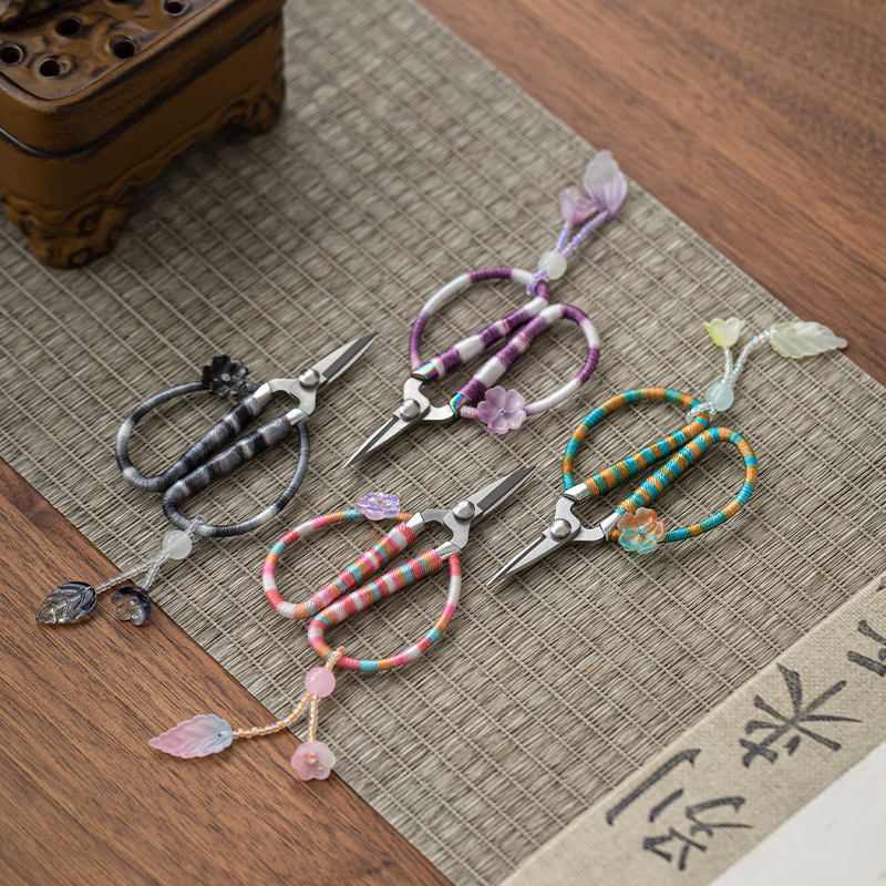 原創手工編織合金流蘇茶剪