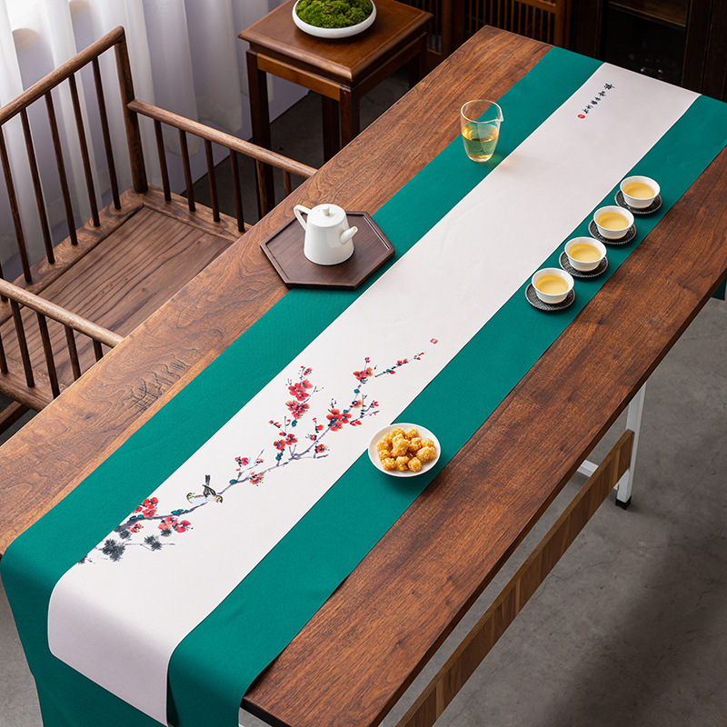 茶桌席墊禪意防水布藝茶巾桌旗墊