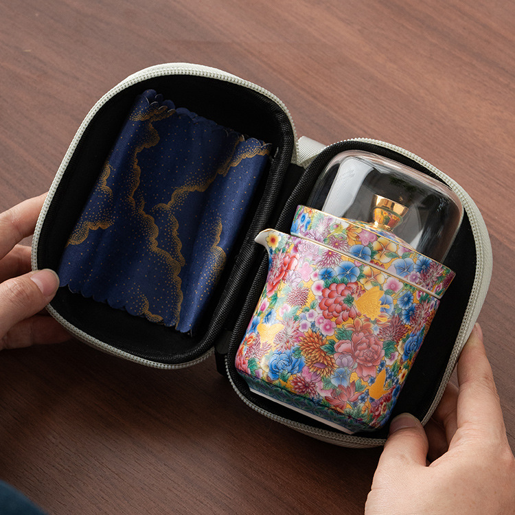 琺瑯彩便攜快客杯旅行茶具