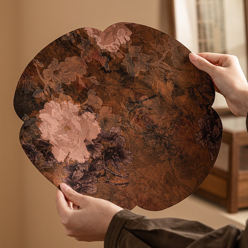 香雲紗牡丹雙面防水杯墊