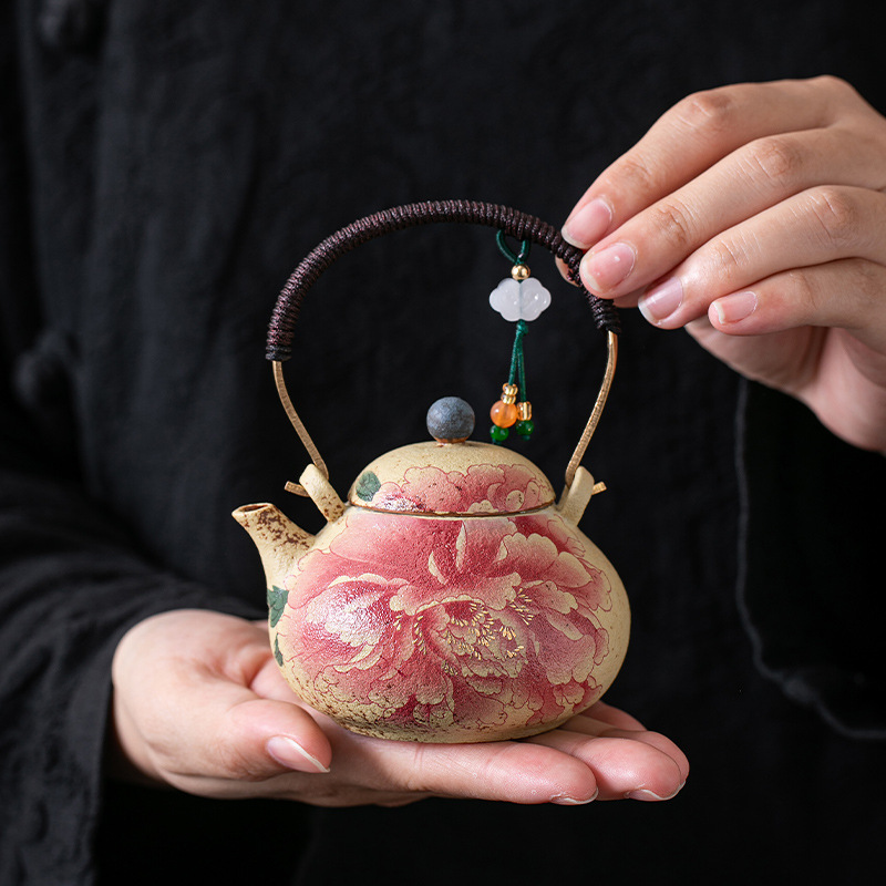 火石紅陶瓷提梁壺