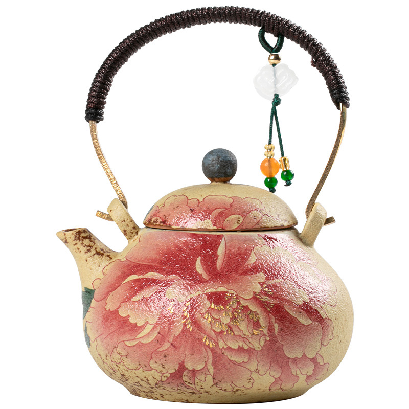 火石紅陶瓷提梁壺