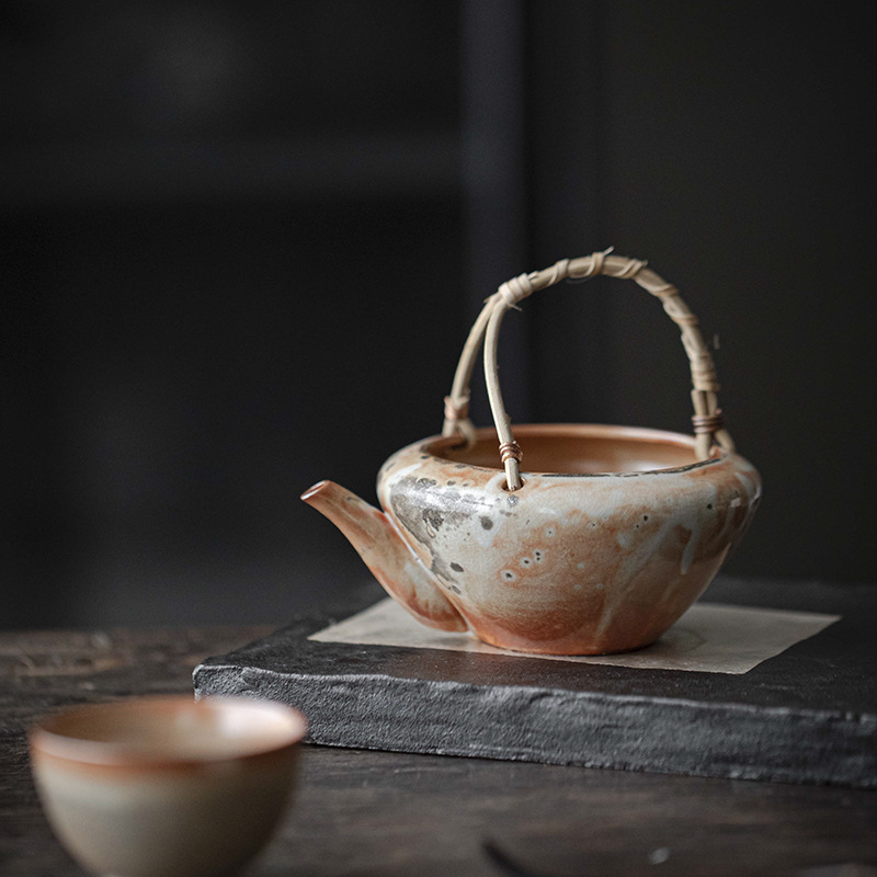 水墨柴燒窯變提梁壺