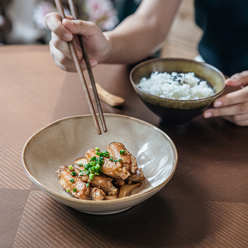 不規則復古陶瓷麵碗