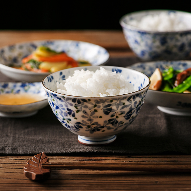 日本進口美濃燒小藍芽輕量米飯碗