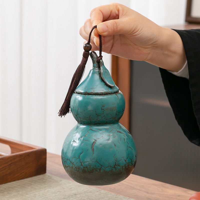 窯變陶瓷葫蘆茶葉罐