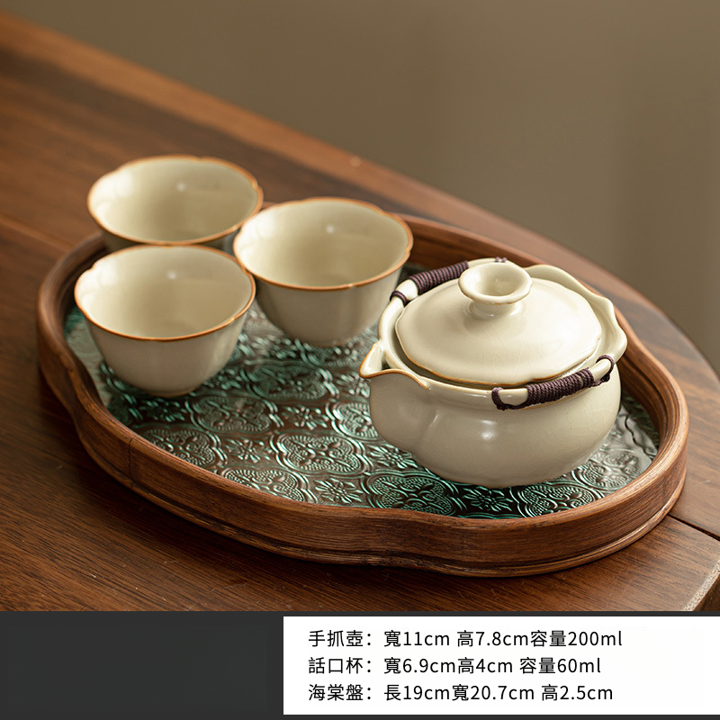 桃枝手抓壺功夫茶具套裝