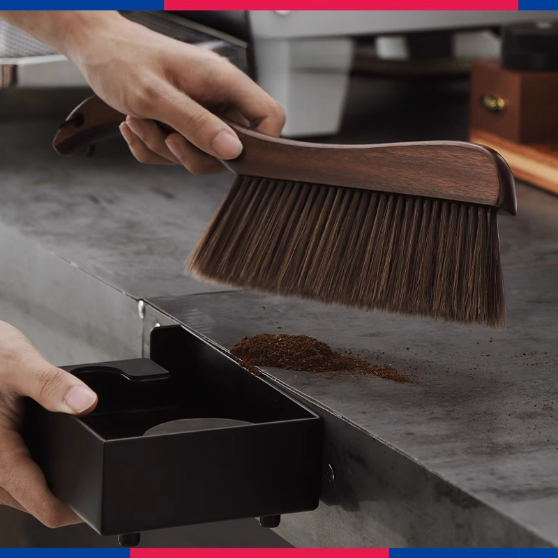 咖啡吧檯桌面清潔毛刷檀香木掃把清潔咖啡粉掃帚神器可掛起