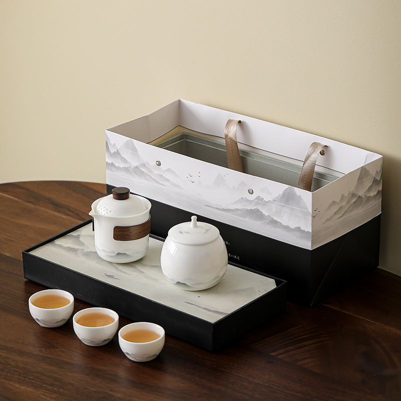 水墨白瓷遠山茶具套裝