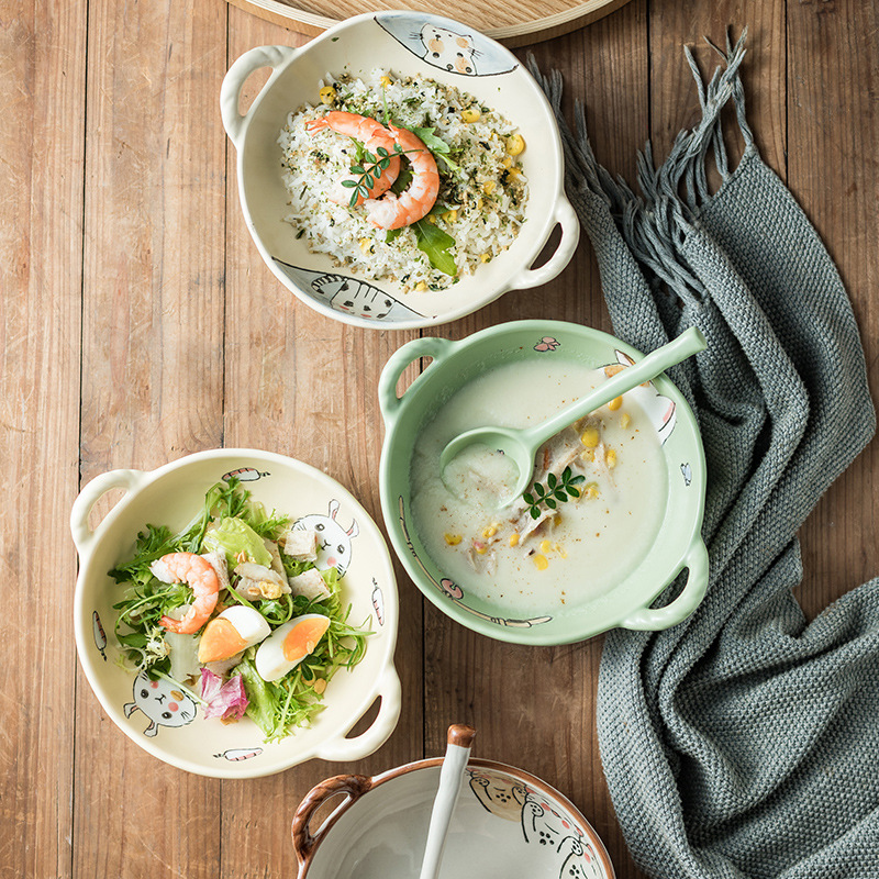 日式和風雙耳石鍋碗